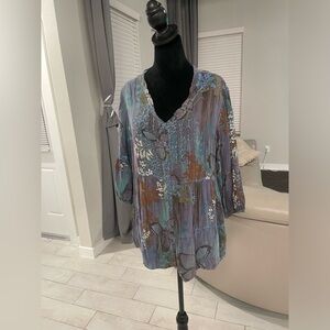 Tianello garment dye Tunic blouse Sz L